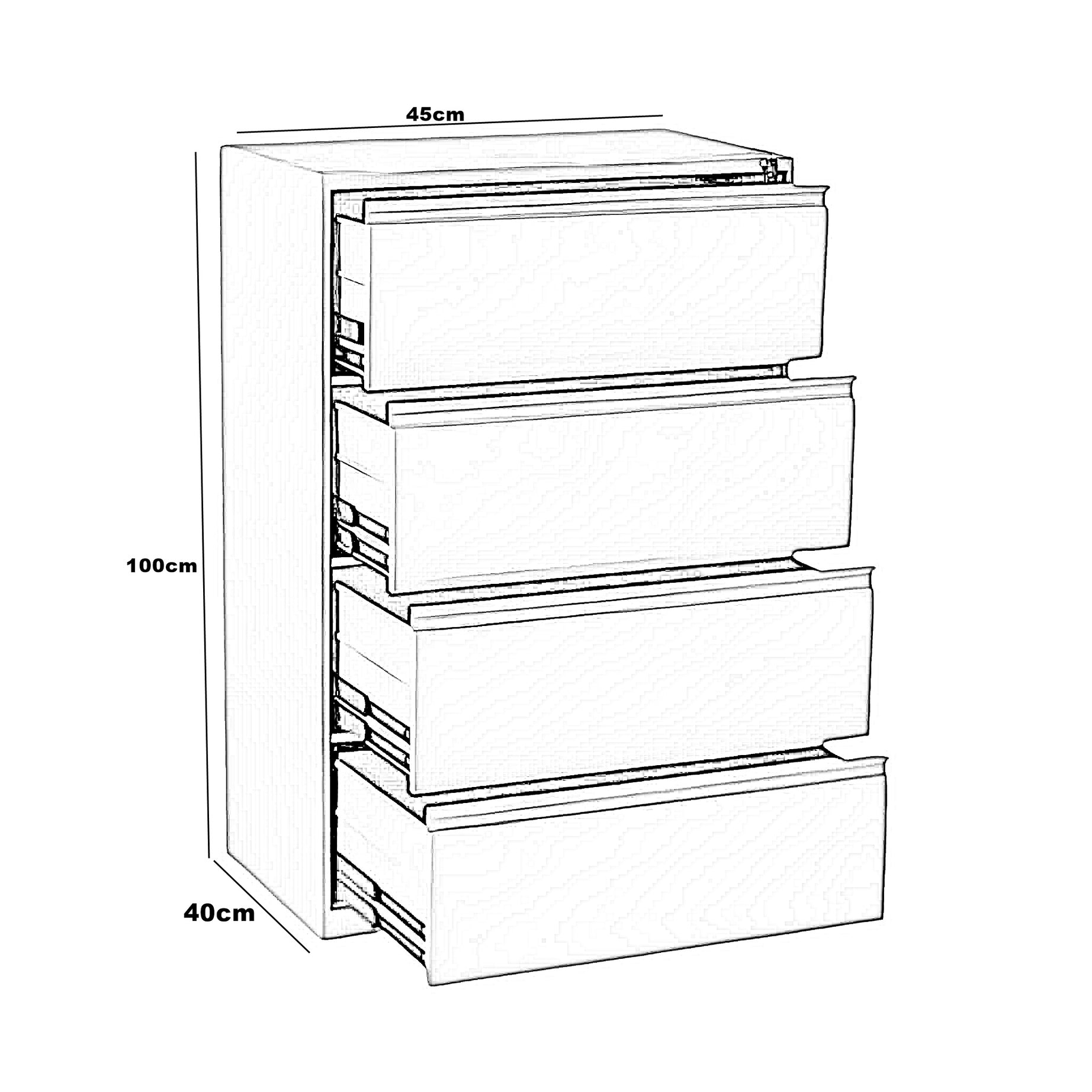 وحدة ادراج معدنية، 45*40*100 سم