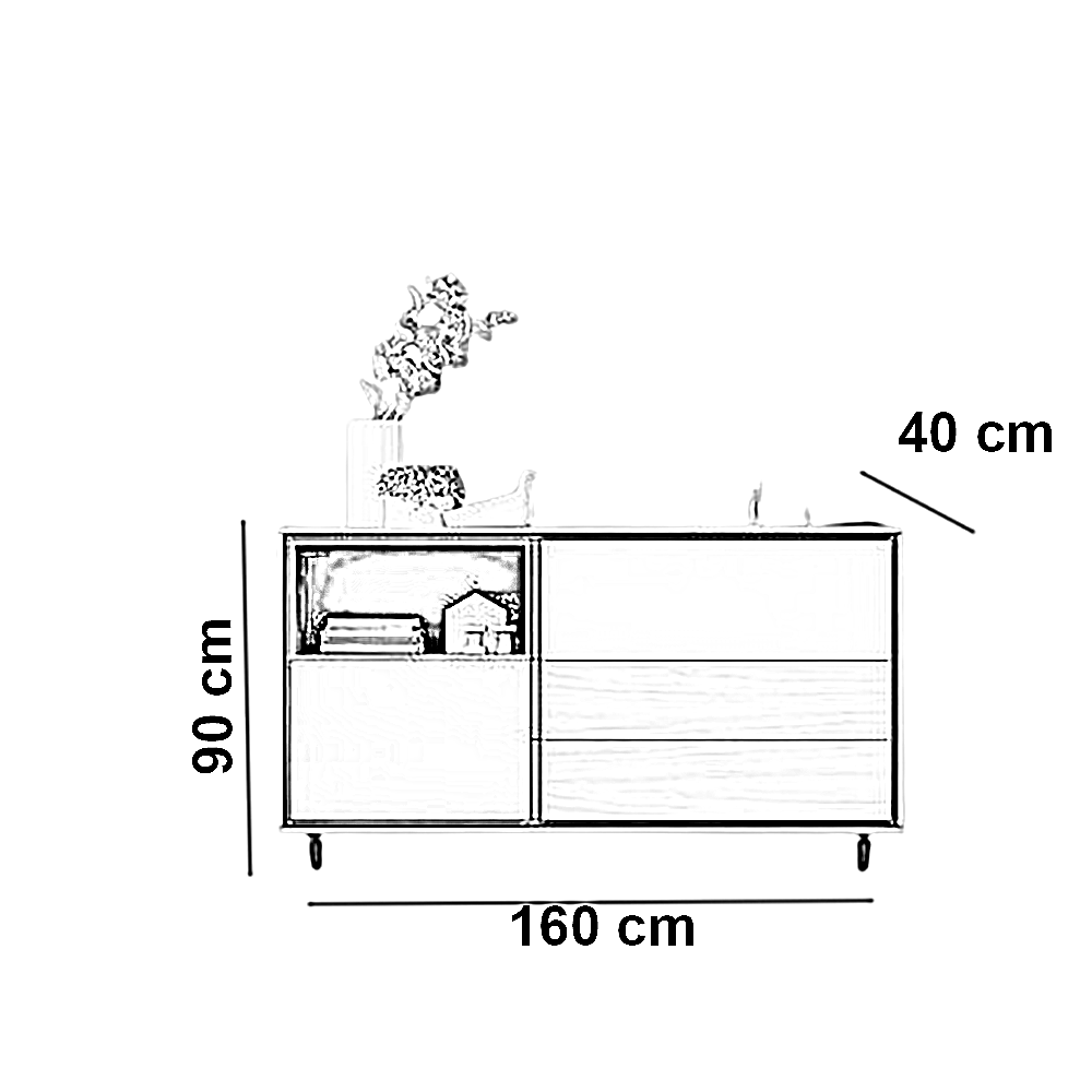 بوفيه خشب ام دي اف، 160*40*90 سم