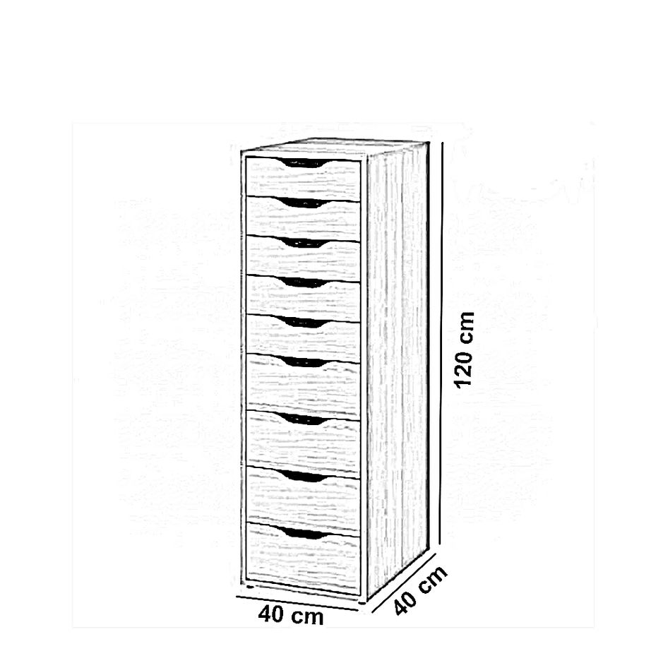 وحدة أدراج خشب ام دي اف، 40*40*120 سم