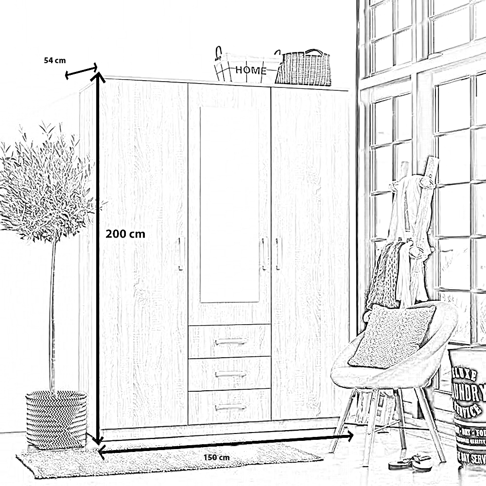 دولاب خشب ام دي اف أسباني، 150*54*200 سم