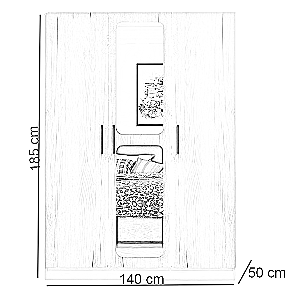 دولاب خشب ام دي اف، 140*50*185 سم