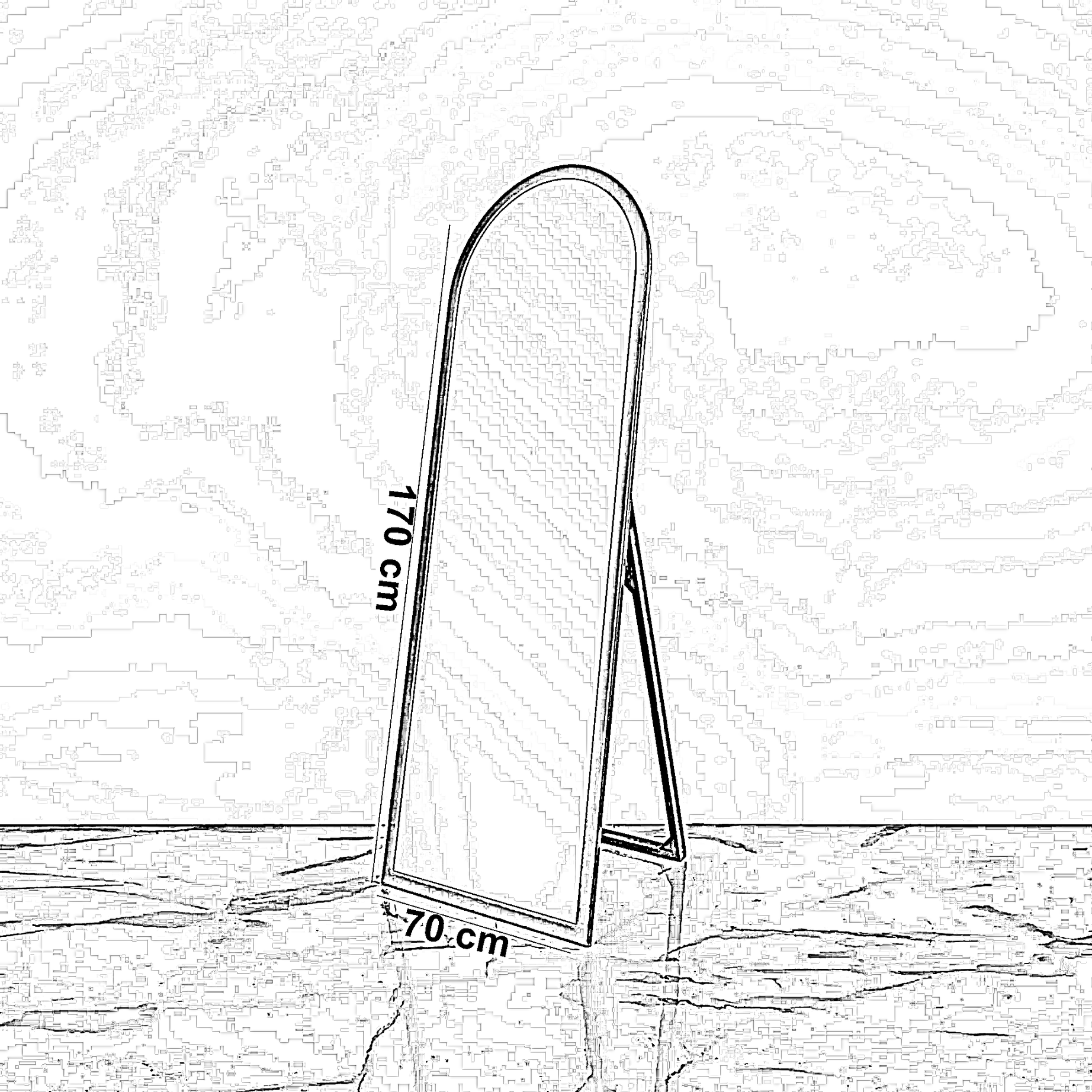 مرايا ارشيد استاند خشب ام دي اف، 70*170 سم - ذهبي