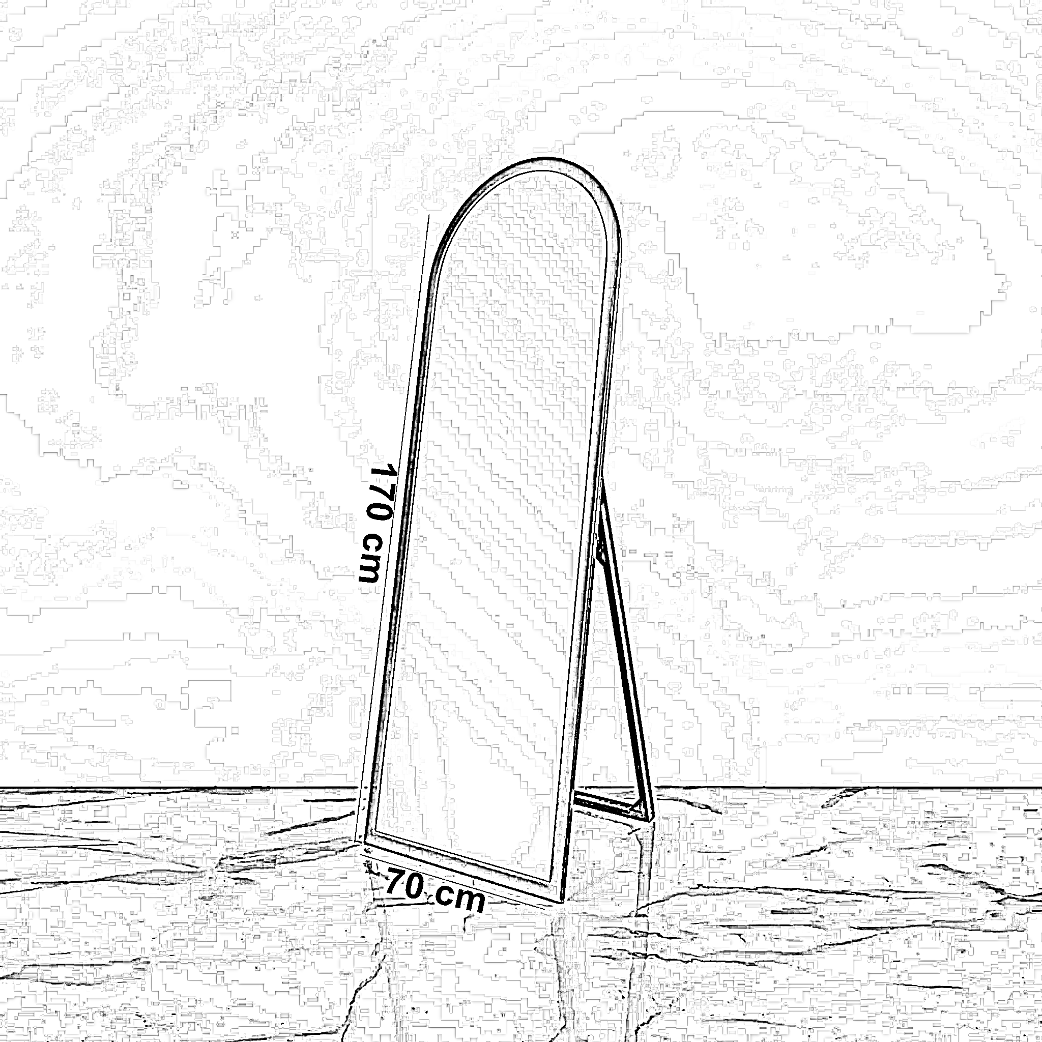 مرايا ارشيد استاند خشب ام دي اف، 70*170 سم - ذهبي