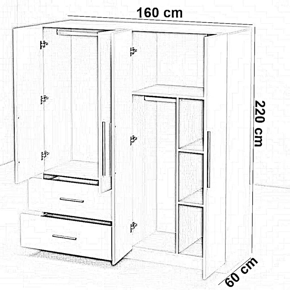 دولاب ام دي اف تايلاندي، 160*60*220 سم