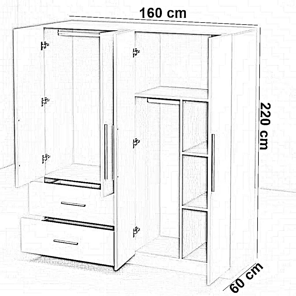 دولاب ام دي اف تايلاندي، 160*60*220 سم