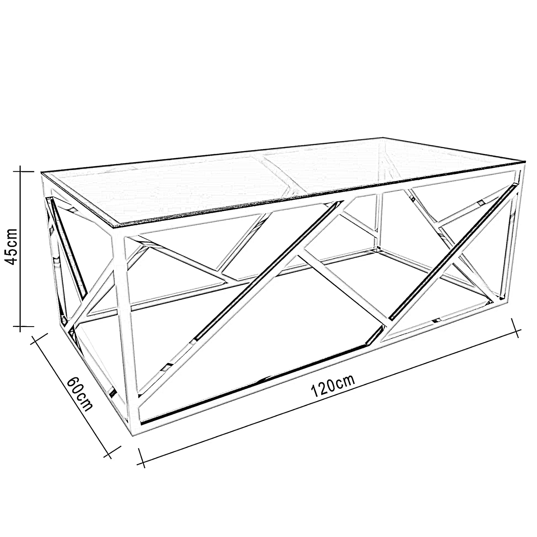 ترابيزة قهوة ستيل، 120*60*45 سم