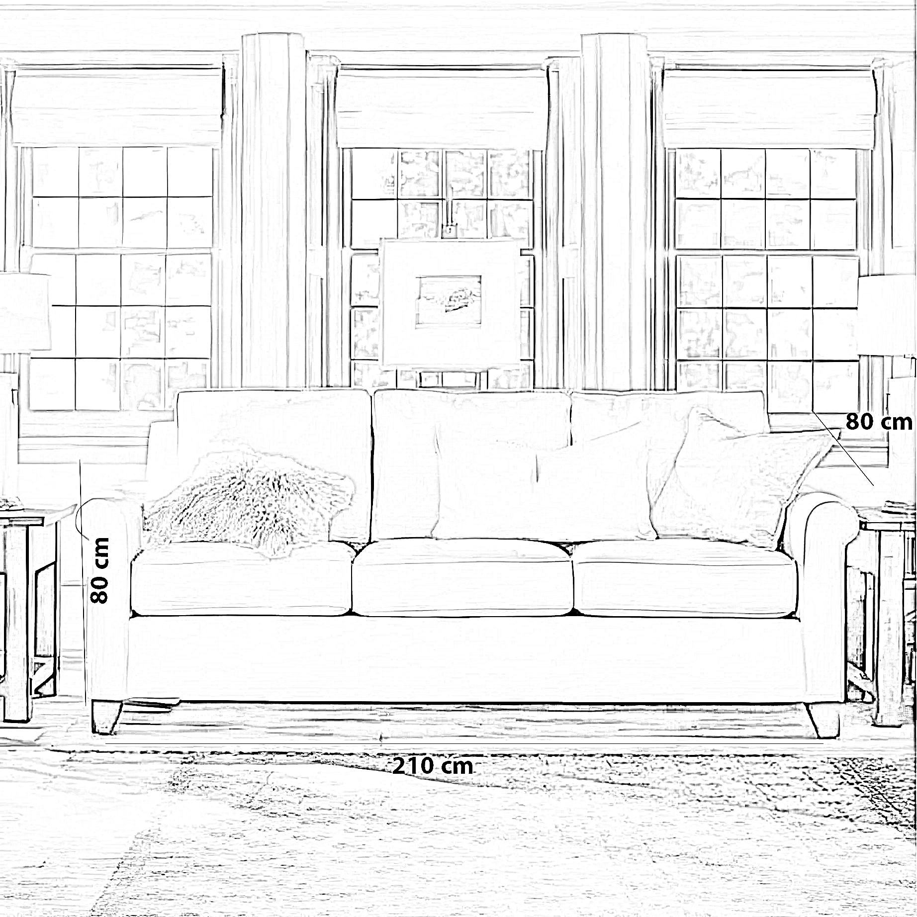 كنبة خشب زان، 210*80*80 سم