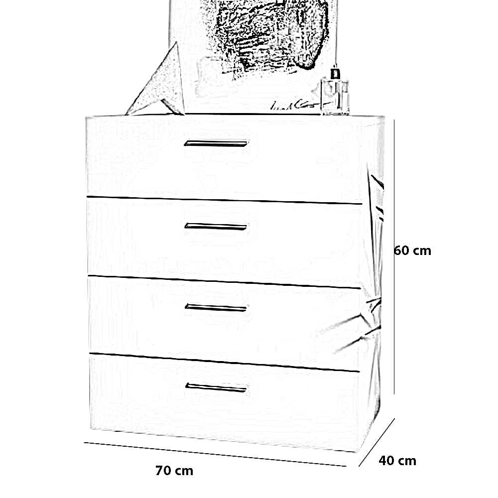 وحدة أدراج خشب ام دي اف، 70*40*60 سم