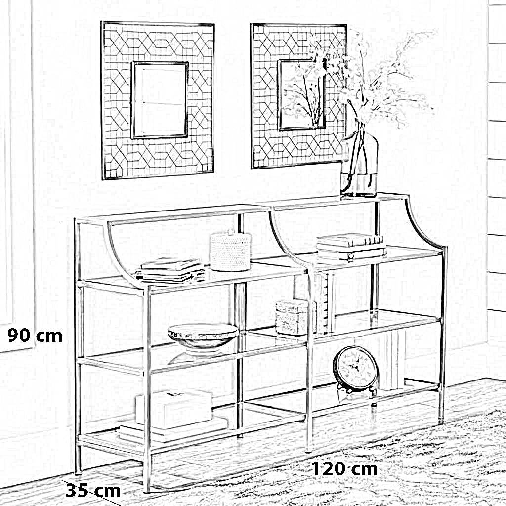 كونسول ستيل وزجاج، 120×35×90 سم - صورة 3