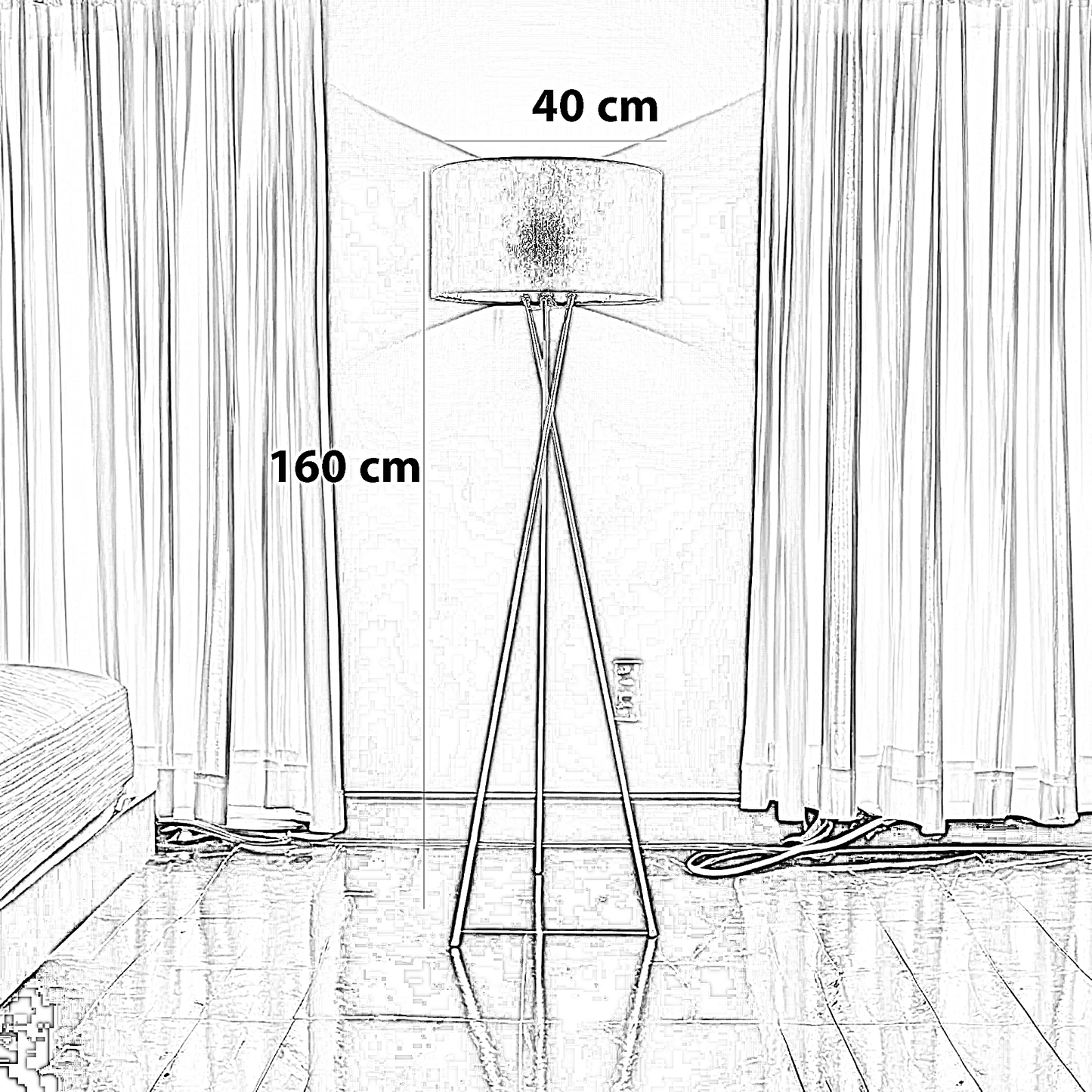 أباجورة ارضية معدن، 40*160 سم