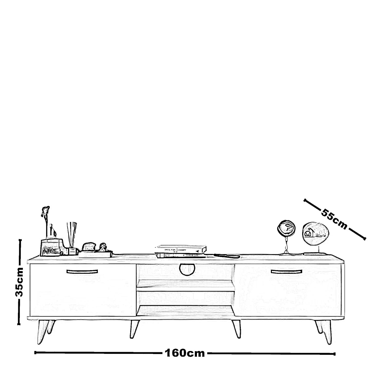ترابيزة تليفزيون ام دي اف، 160*55*35 سم