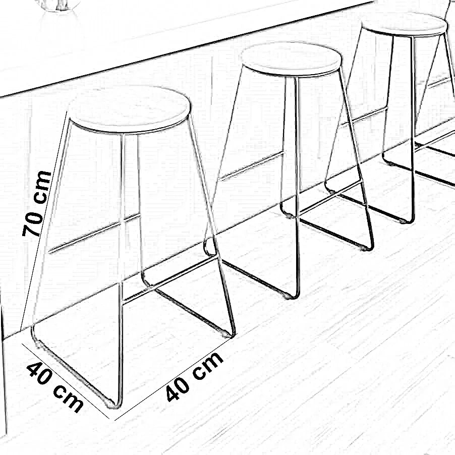 كرسي بار ستيل و ام دي اف، 40*40*70 سم