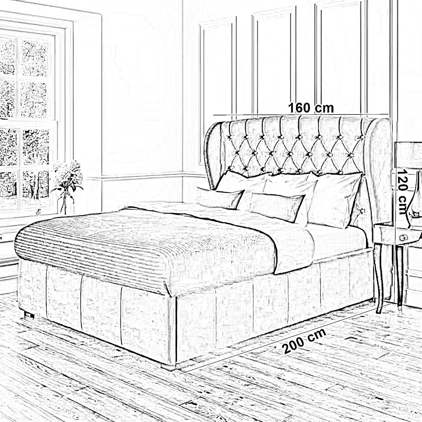 سرير كينج خشب ام دي اف وزان، 160*200*120 سم