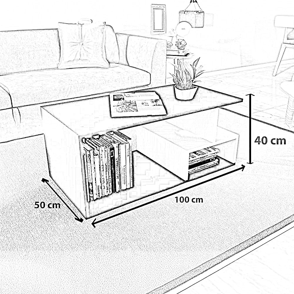 ترابيزة قهوة ام دي اف، 100*50*40 سم
