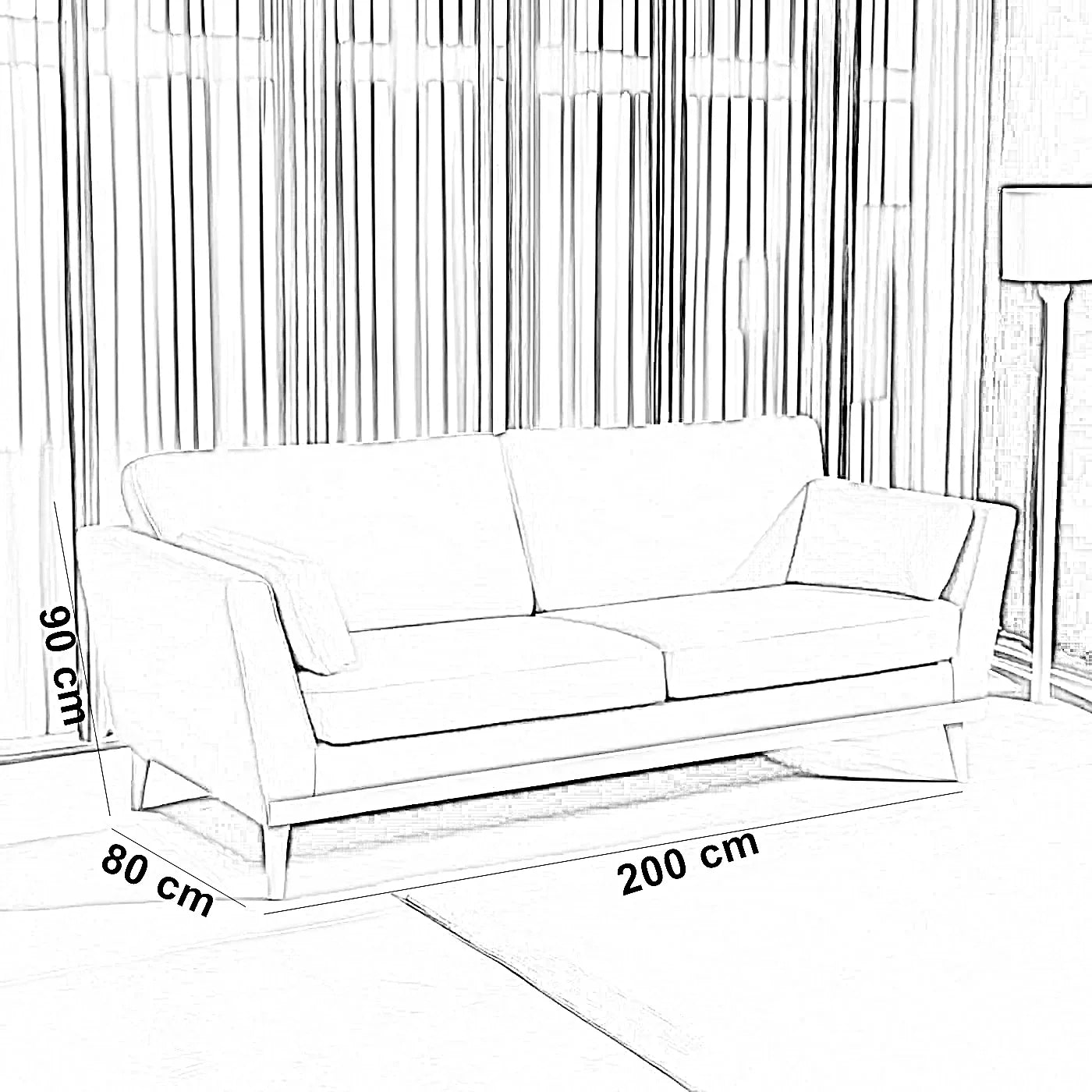 كنبة خشب زان 200*80*90 سم - HOM171