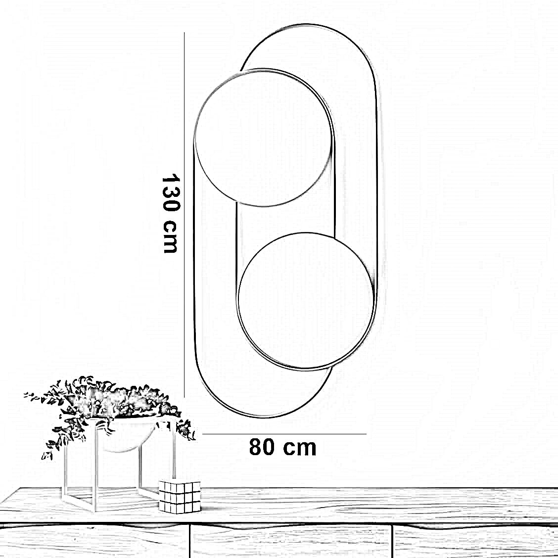 مرايا حائط بإطار ستيل، 80*130 سم