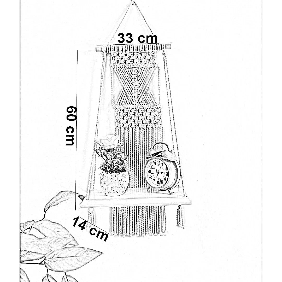 رف مكرمية قطن وموسكي، 33*14*60 سم