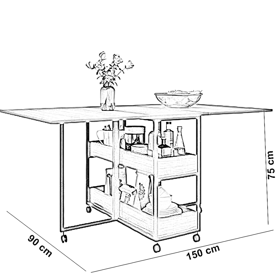ترابيزة سفرة ستيل و ام دي اف، 150*90*75 سم