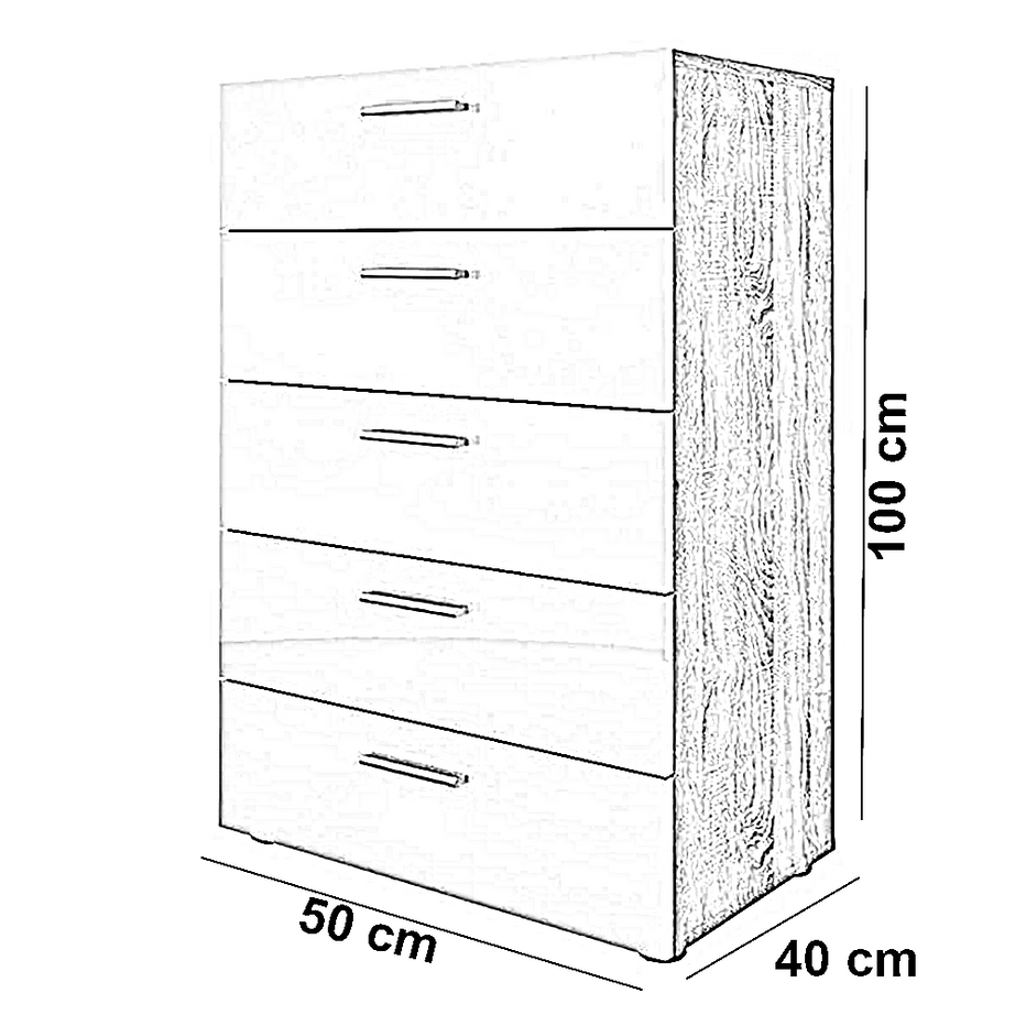 وحدة أدراج خشب ام دي اف، 50*40*100 سم