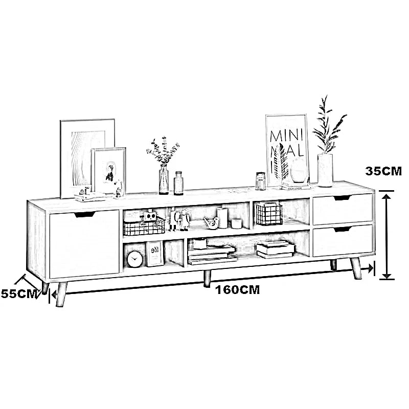 ترابيزة تليفزيون ام دي اف، 160*55*35 سم