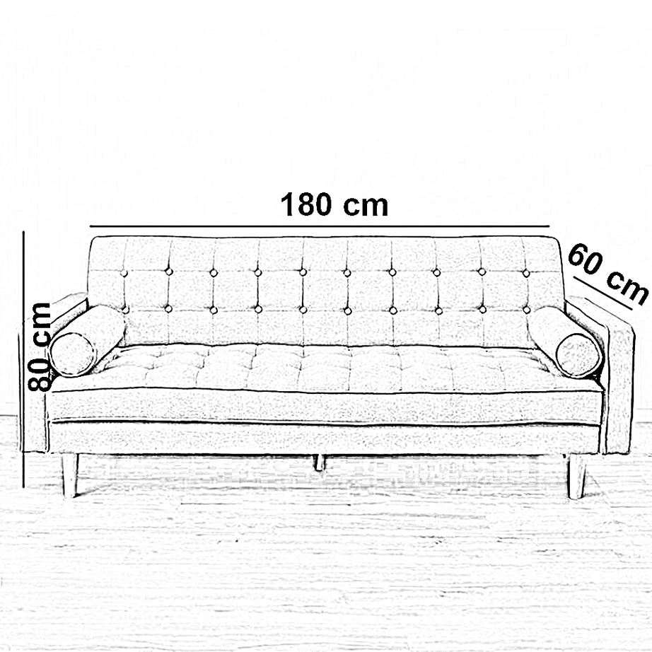 كنبة سرير خشب زان أحمر، 180*60*80 سم