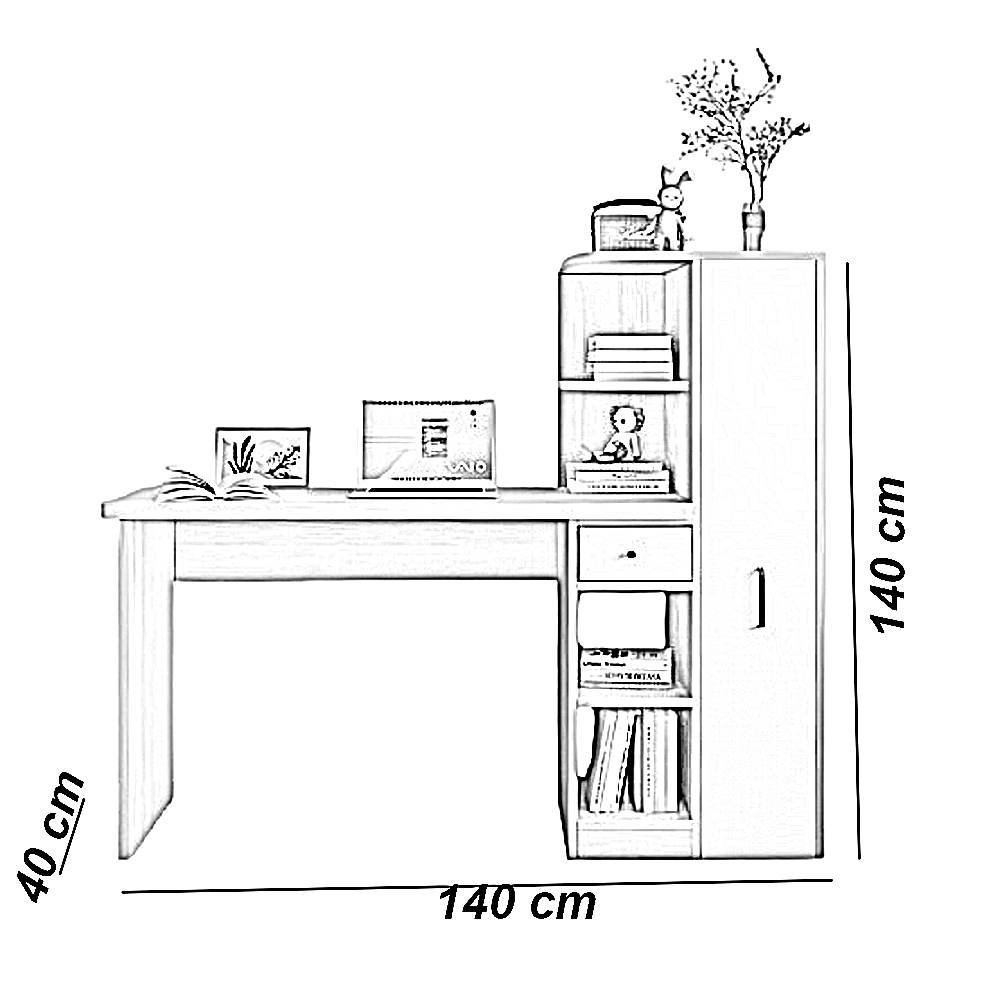 مكتب خشب ام دي اف، 140*40*140 سم