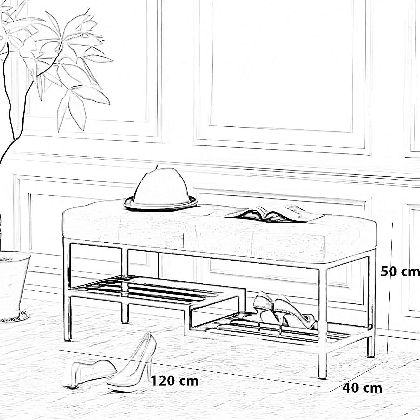 بانكيت ستيل مع جزامة، 120*40*50 سم