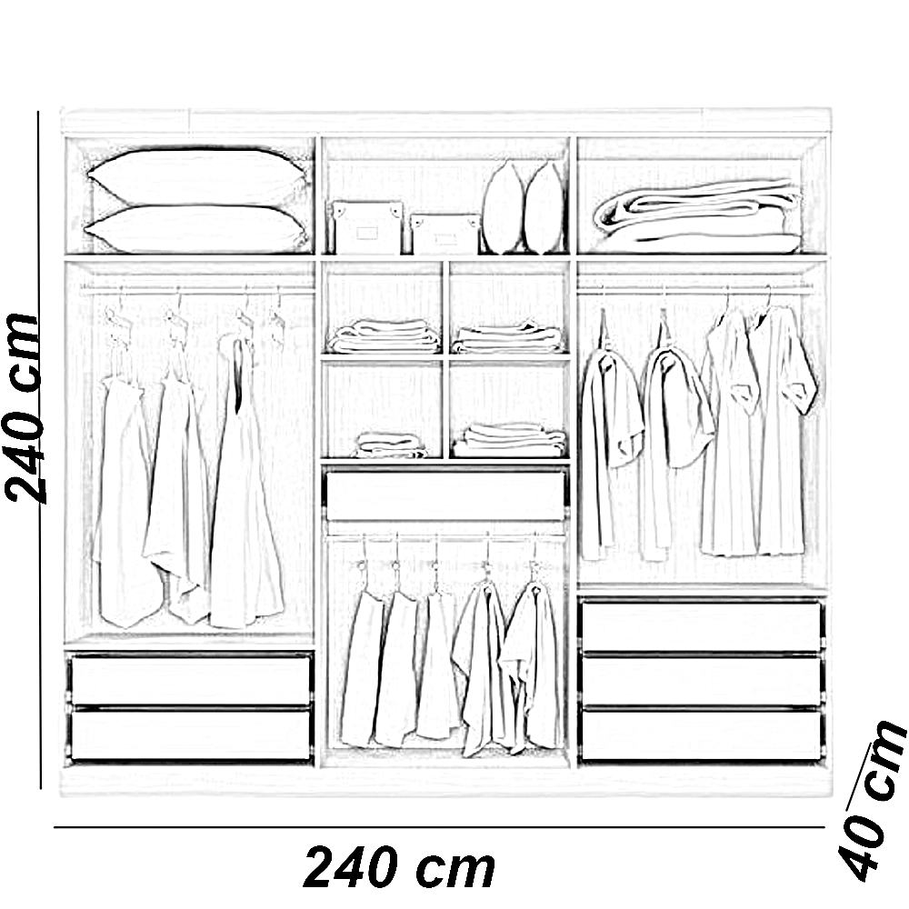 دريسنج خشب ام دي اف، 240*40*240 سم