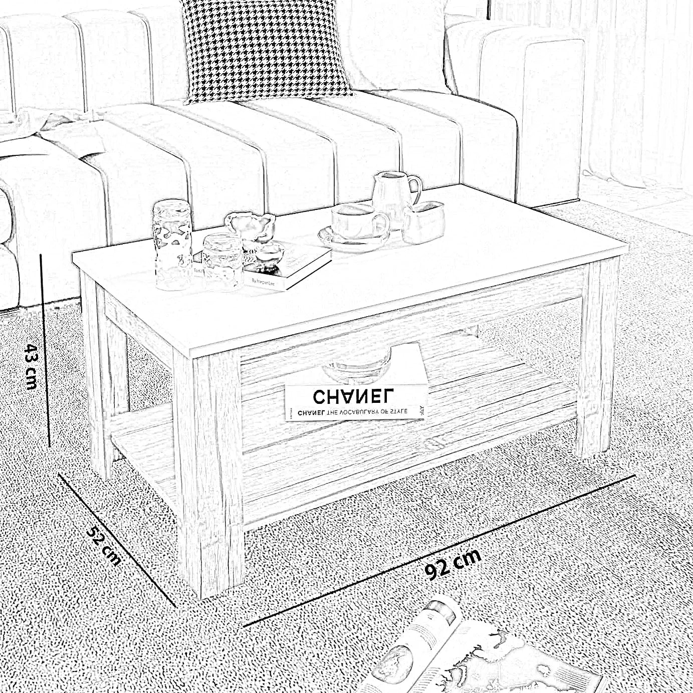ترابيزة قهوة ام دي اف، 92*52*43 سم