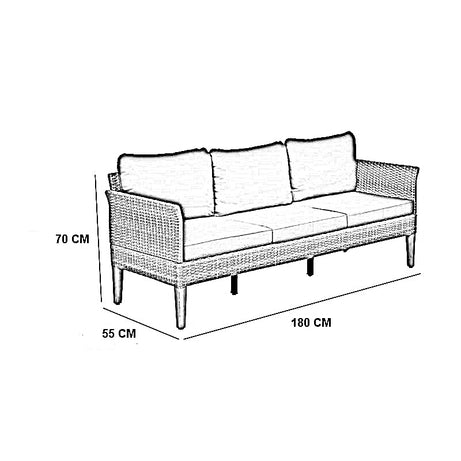 ركنة خارجية ستيل و راتان، 180*55*70 سم