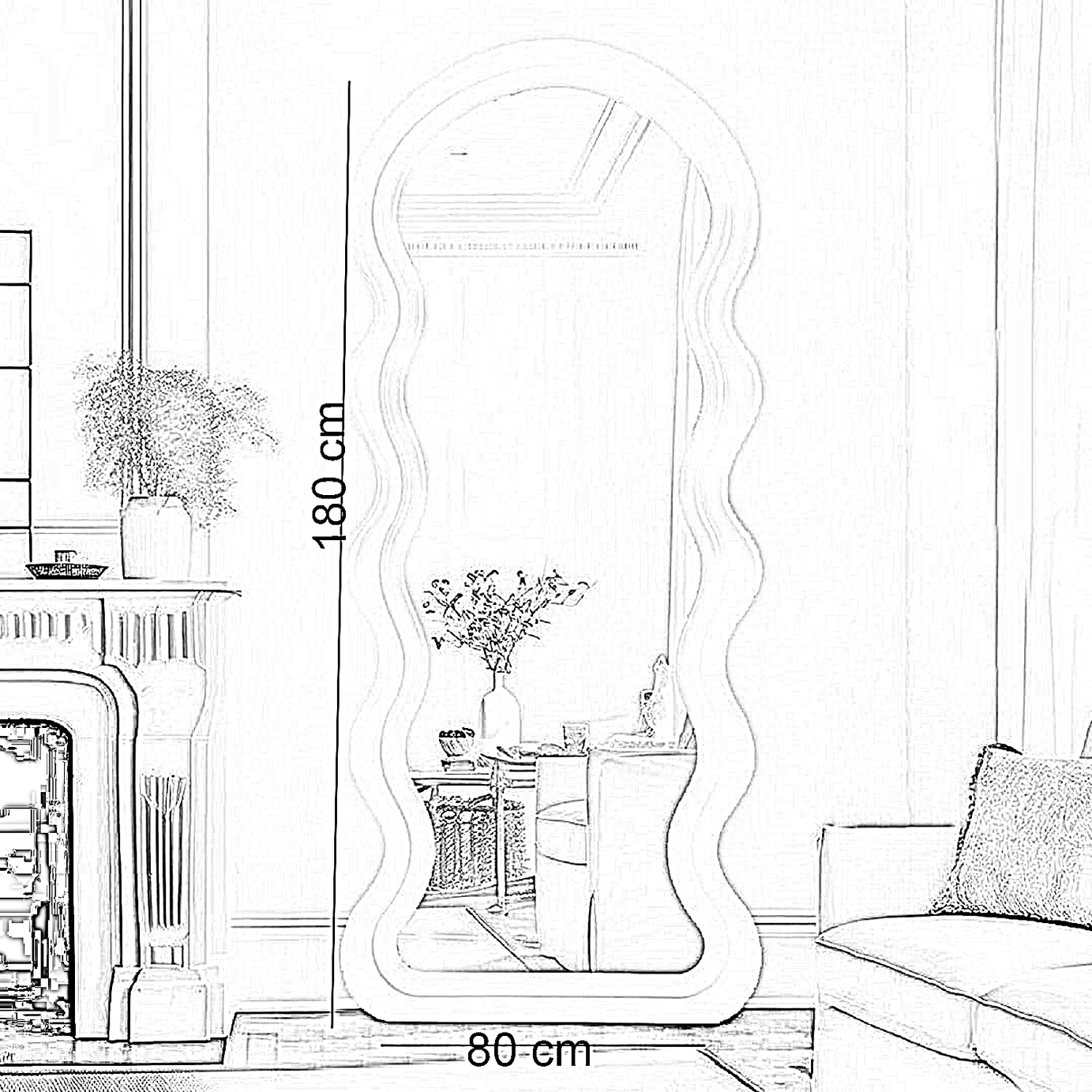 مرايا خشب ام دي اف، 80*180 سم