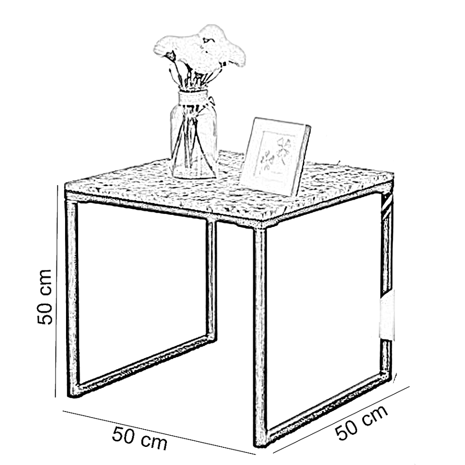 ترابيزة جانبية معدن بسطح جرانيت، 50*50*50 سم