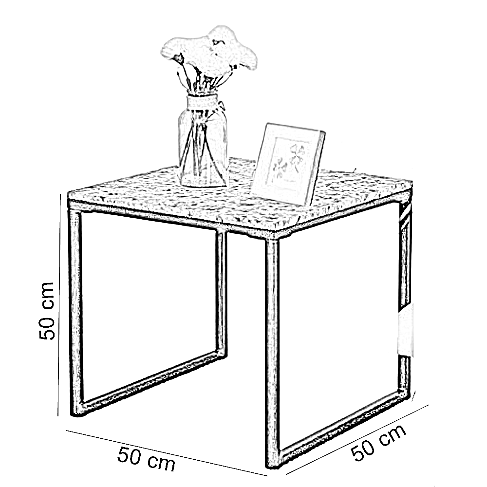 ترابيزة جانبية معدن بسطح جرانيت، 50*50*50 سم