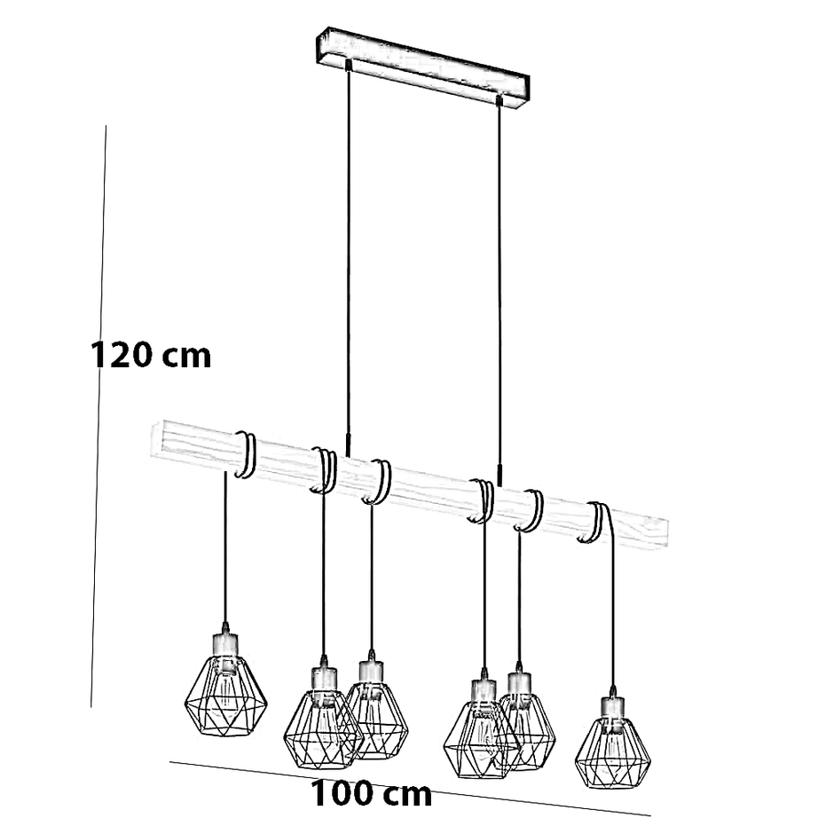 نجفة معدن و خشب، 100*120 سم