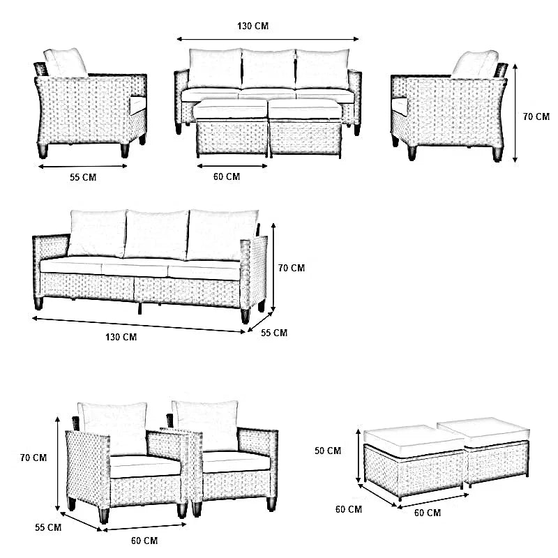 طقم خارجي ستيل و راتان، 5 قطع