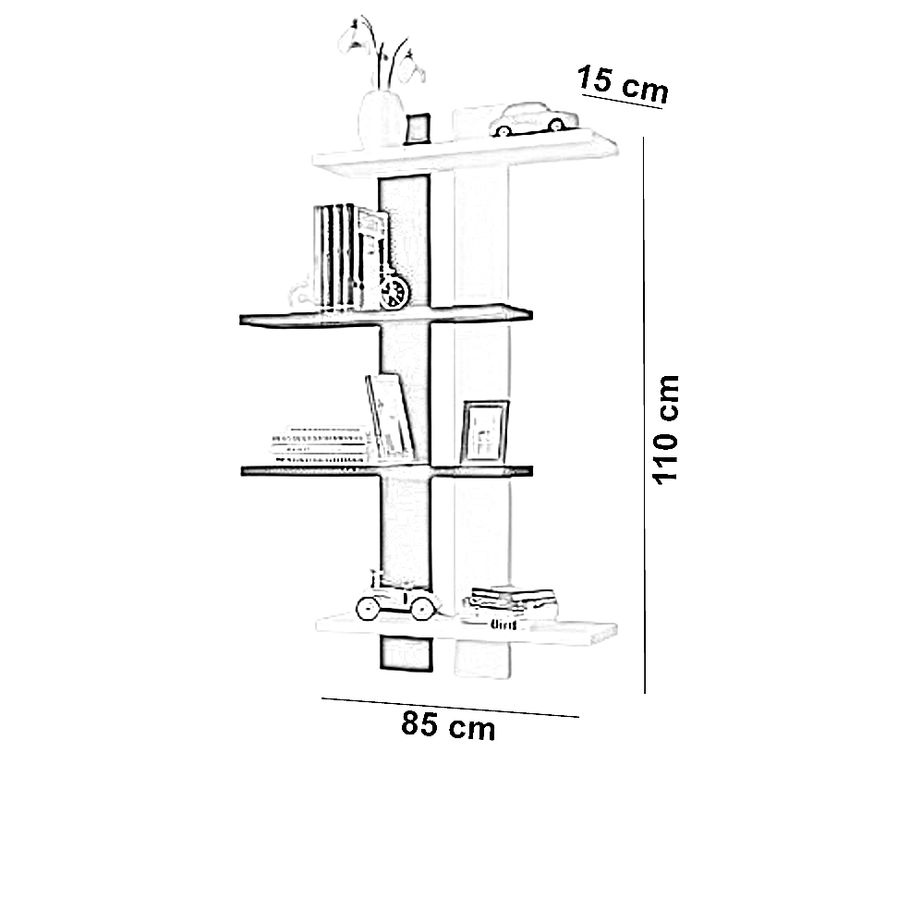 رف حائط ام دي اف، 85*15*110 سم