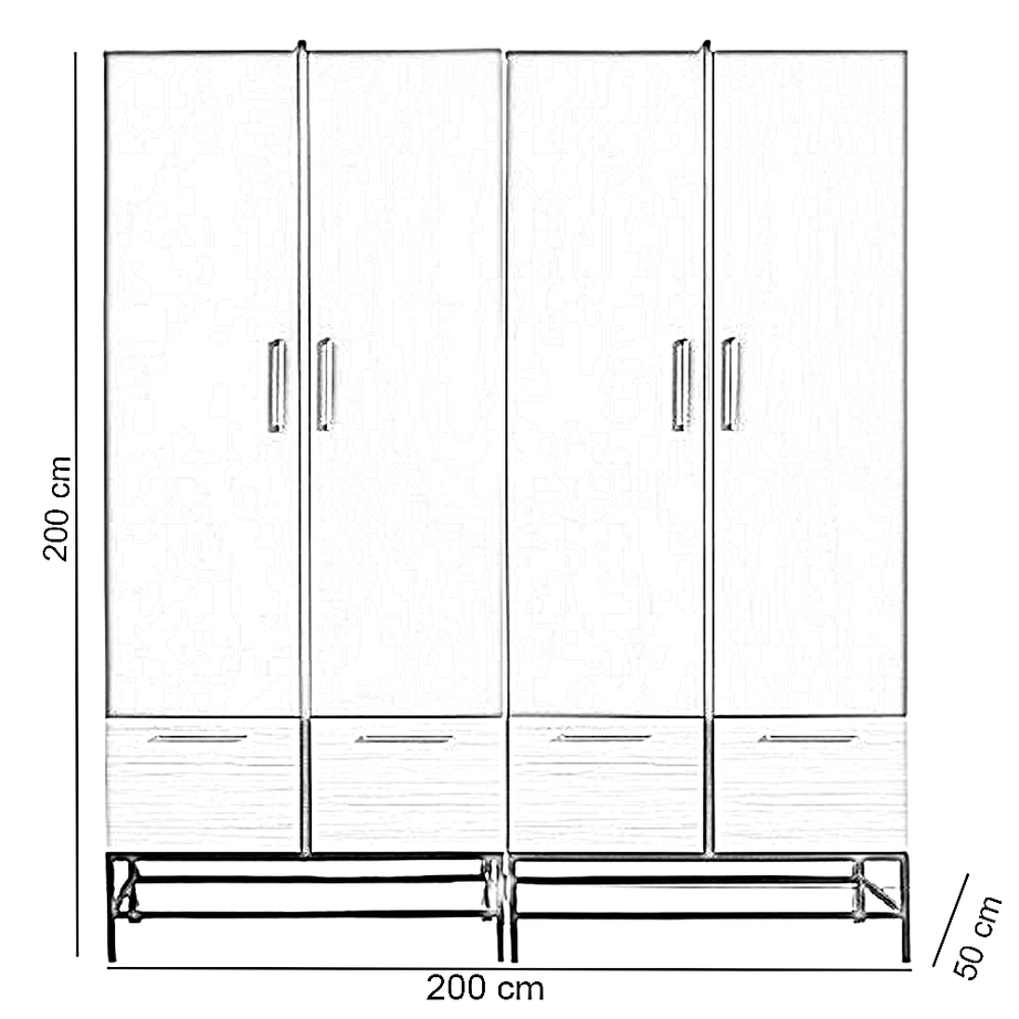 دولاب خشب ام دي اف، 200*50*200 سم