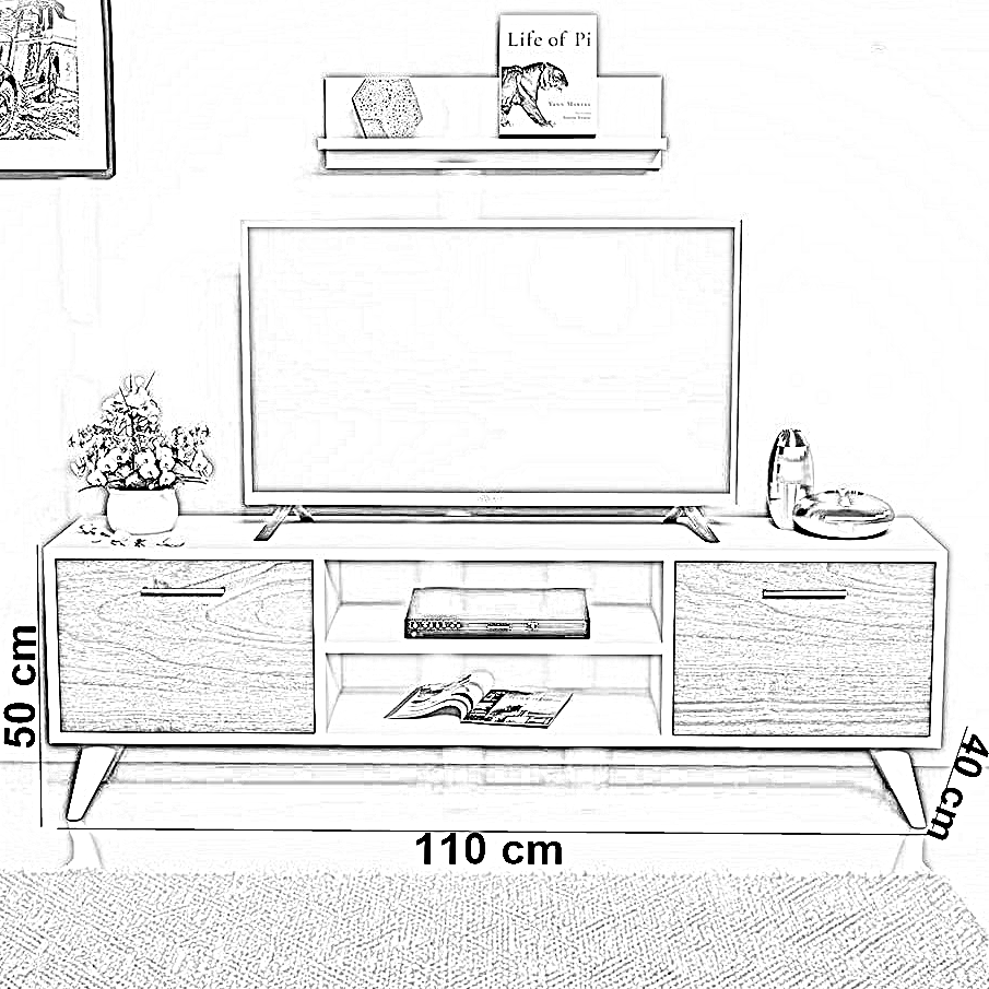 ترابيزة تليفزيون خشب ام دي اف، 110*40*50 سم