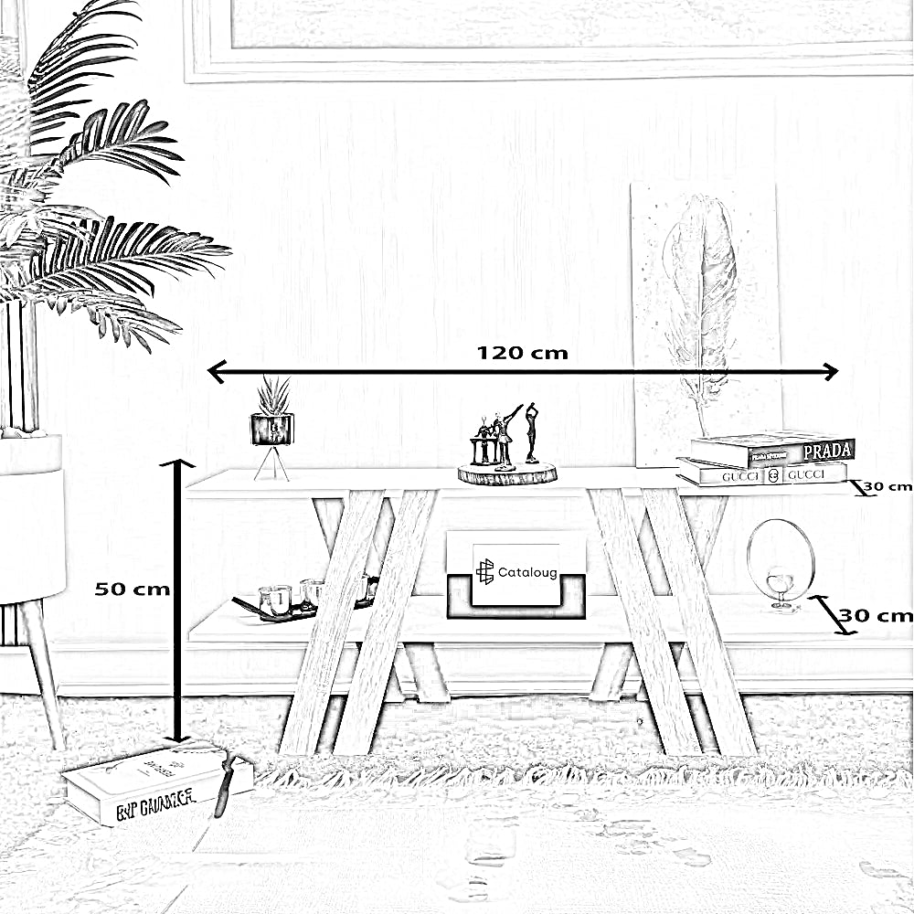 ترابيزة تليفزيون ام دي اف، 120*30*50 سم