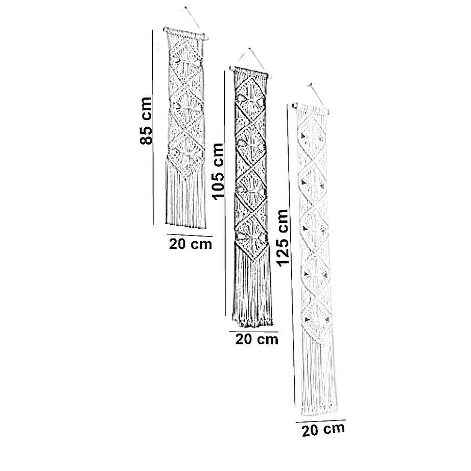 طقم مكرميات حائط خشب، 3 قطع