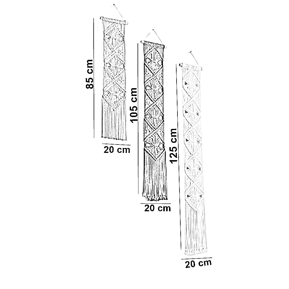 طقم مكرميات حائط خشب، 3 قطع