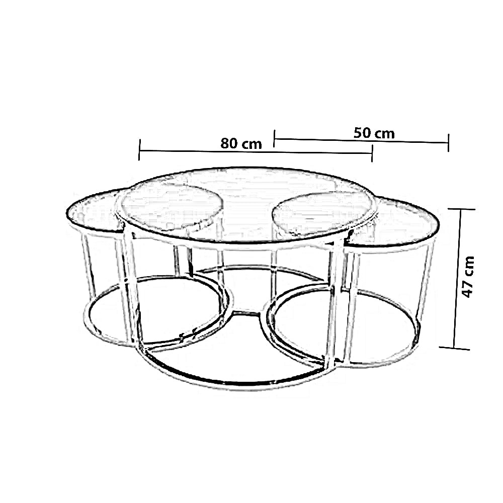 طقم ترابيزة قهوة ستيل، 3 قطع