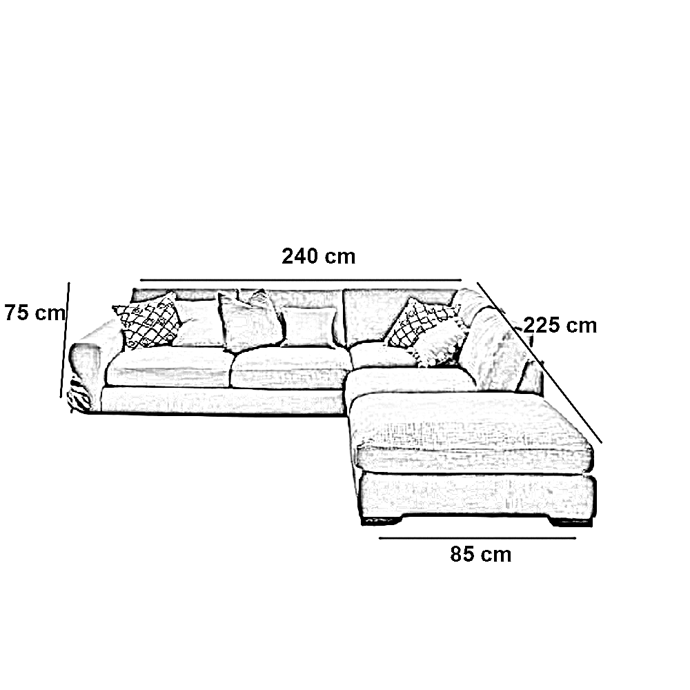 ركنة خشب زان، 240*225*85*75 سم