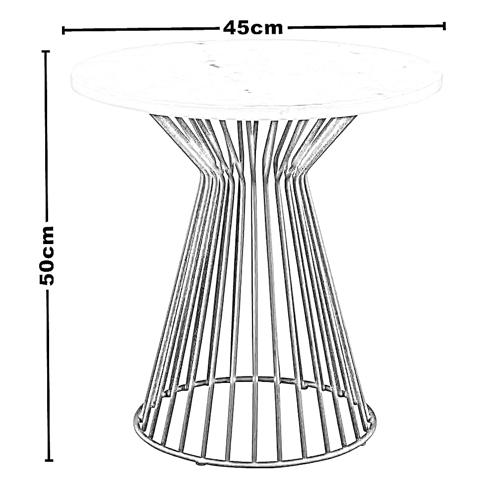 ترابيزة جانبية ستيل بسطح رخام، 45*45*50 سم