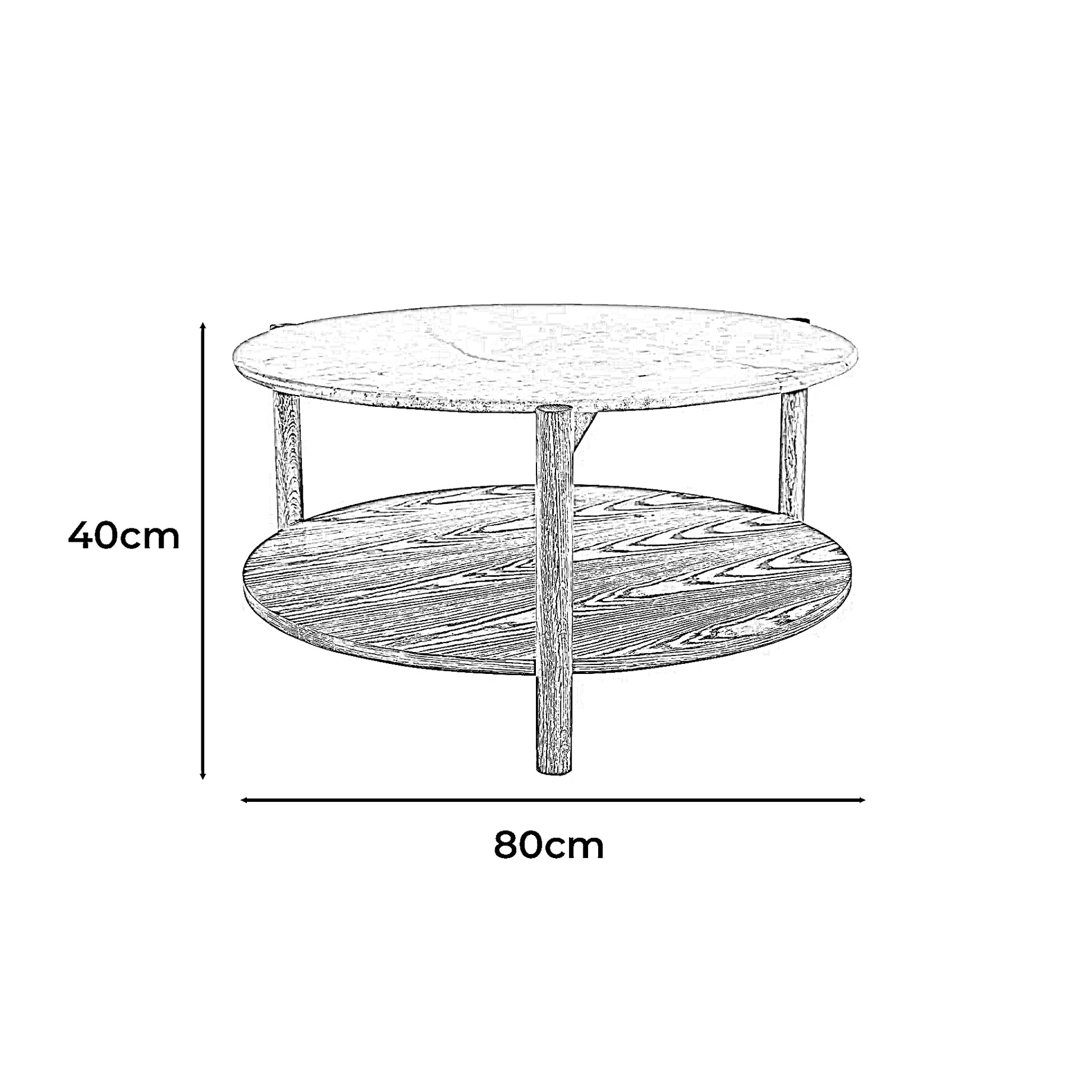 ترابيزة قهوة خشب زان، 80*40 سم