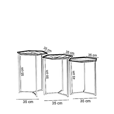 طقم ترابيزات جانبية ستيل، 3 قطع
