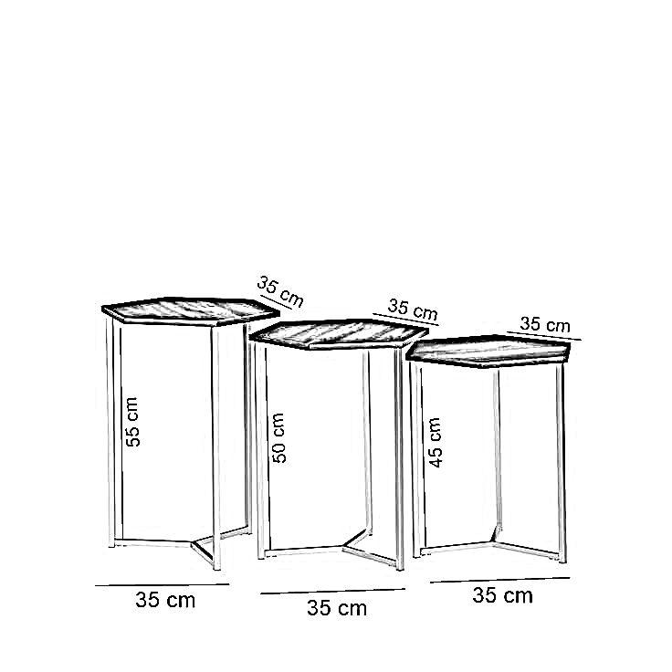 طقم ترابيزات جانبية ستيل، 3 قطع