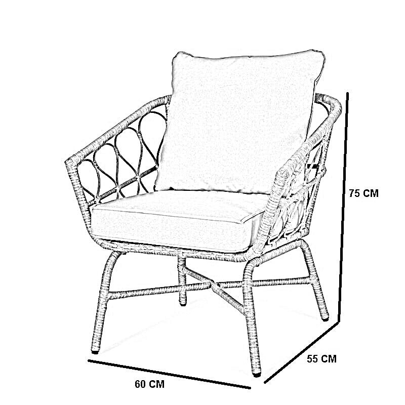 طقم خارجي ستيل و راتان، 3 قطع