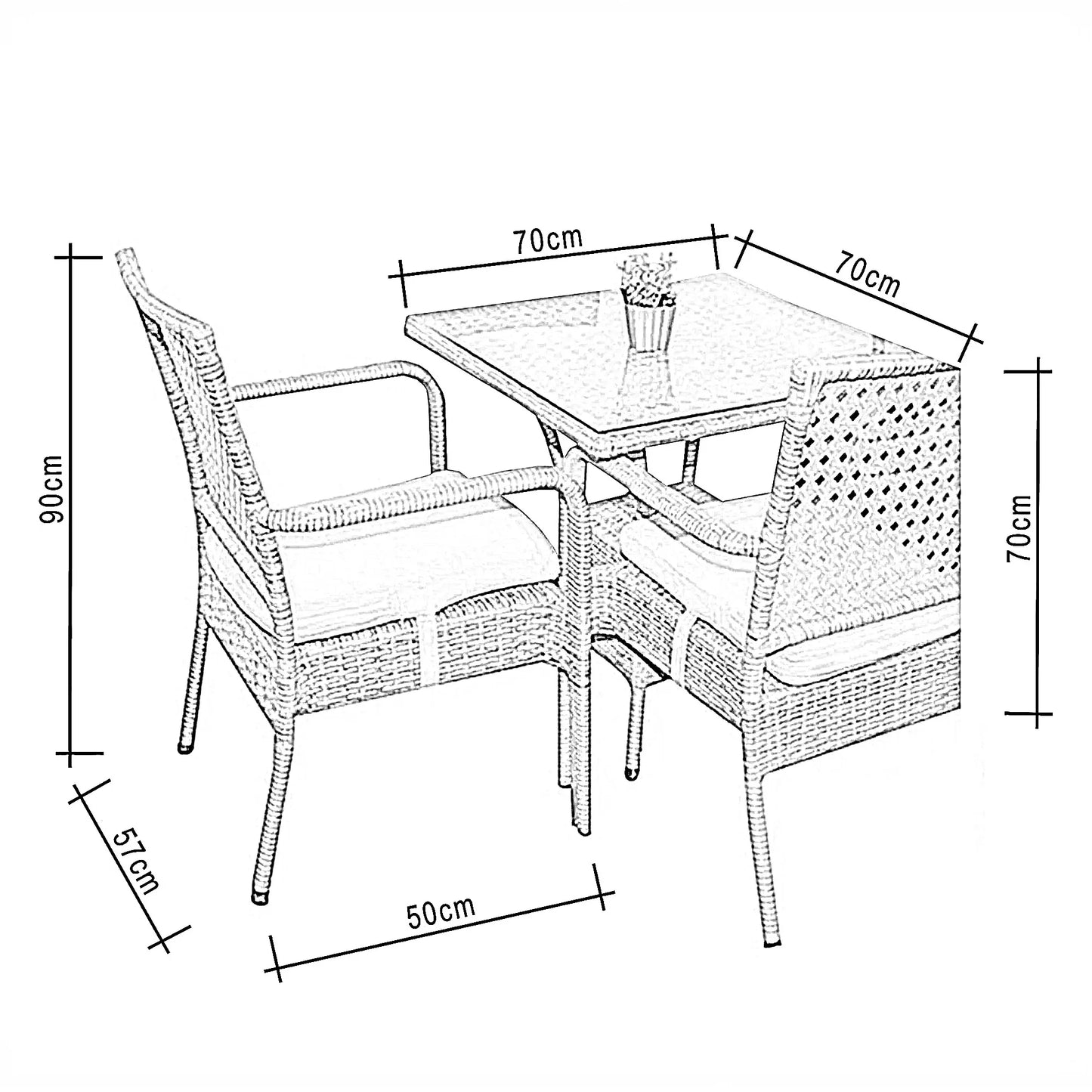 طقم للحدائق معدن و راتان، 5 قطع
