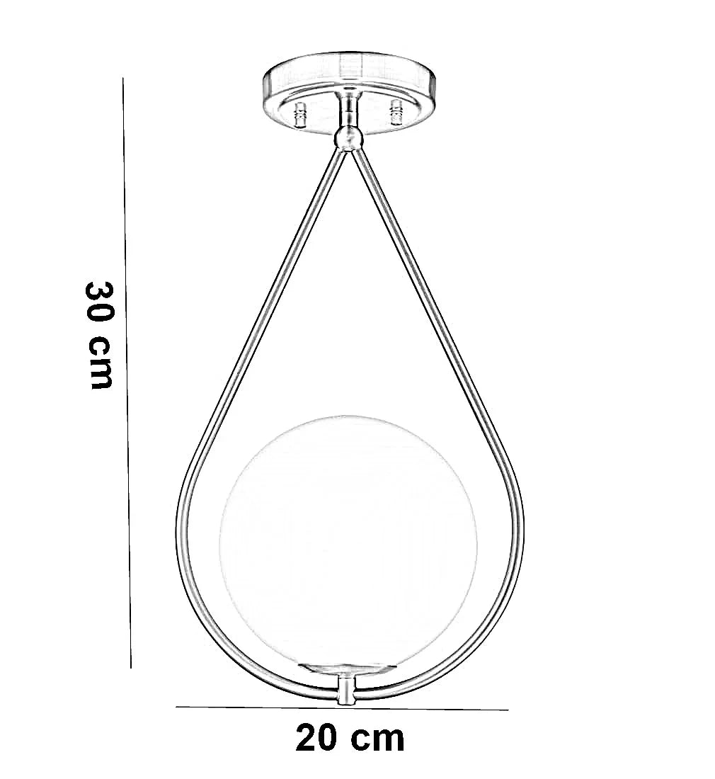 نجفة سقف ستيل و زجاج، 20*30 سم
